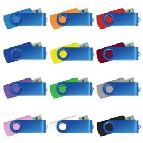 USB Flash Drive with Blue Swivel 32GB-16GB-8GB-4GB